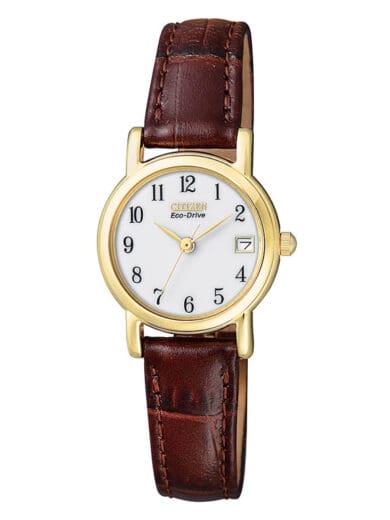 Citizen Eco-Drive Ladies Date Brown Strap Watch EW1272-01A