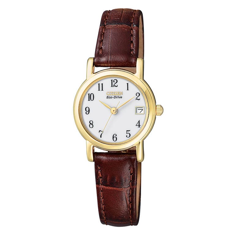 Citizen Eco-Drive Ladies Date Brown Strap Watch EW1272-01A