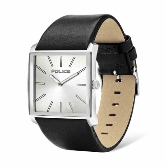 Police Skyline Mens Silver Dial Square Strap Watch 16024MS 04