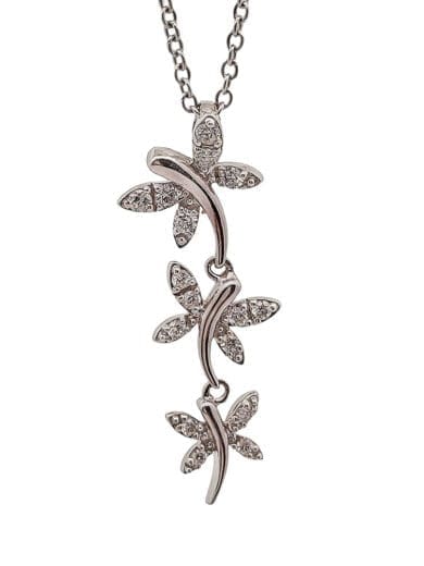 9ct White Gold 0.20ct Diamond Butterflies Pendant