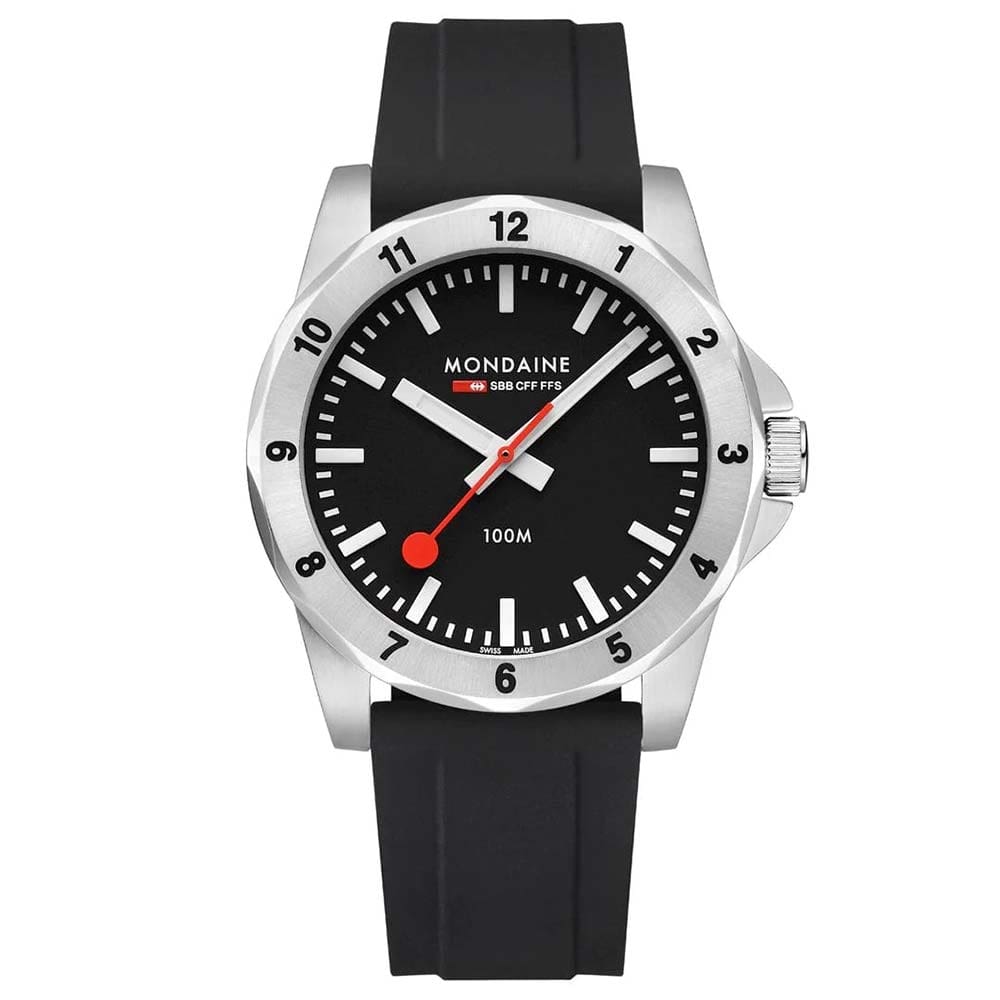 Mondaine Numeri Mens 42mm Geometric Bezel Watch MSN.42120.RB